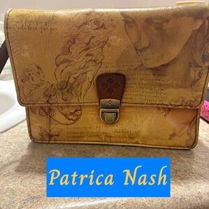 Patricia Nash Artistic Brown Leather Crossbody Bag